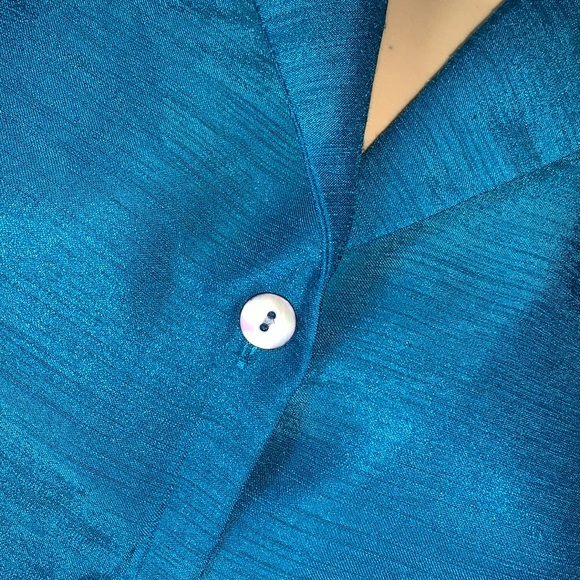 DKR & Co turquoise sleeveless button down vest shirt top S - Picture 8 of 10